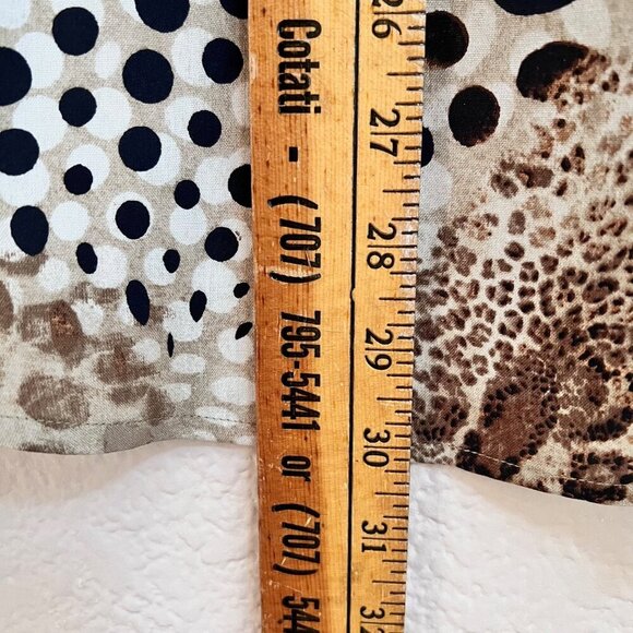 100% Silk Brown Cheetah Print Office Career Work Button Front Tunic Women Size M - Picture 7 of 8